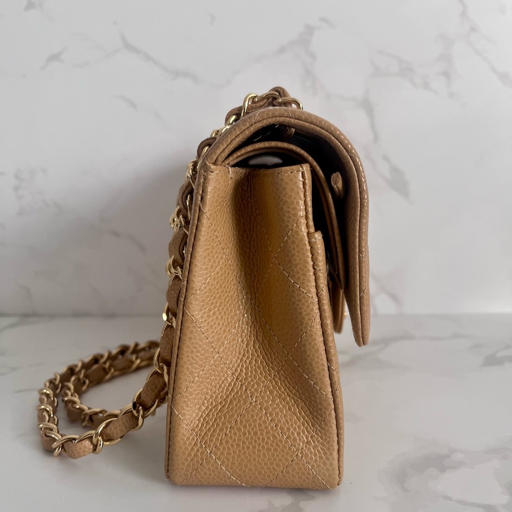SOLD Vintage Chanel Small Double Flap Dark Beige Caviar - Picture 5 of 13